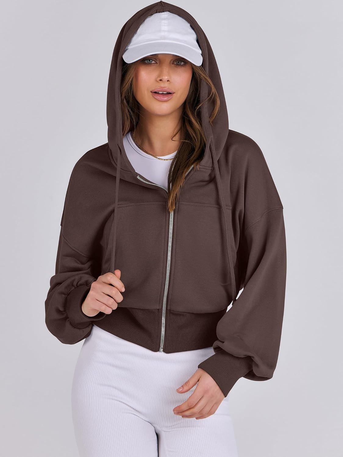 Detalle 2 de ANRABESS Women's Zip-Up Hoodie in Polyester-Rayon Blend