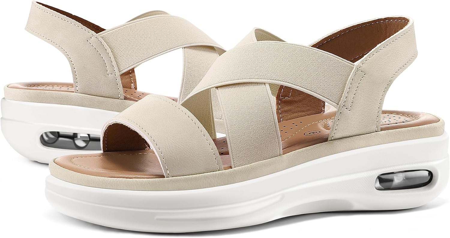 Detalle de mysoft Women's Comfortable Walking Sandals with Air Cushion and Elastic Band