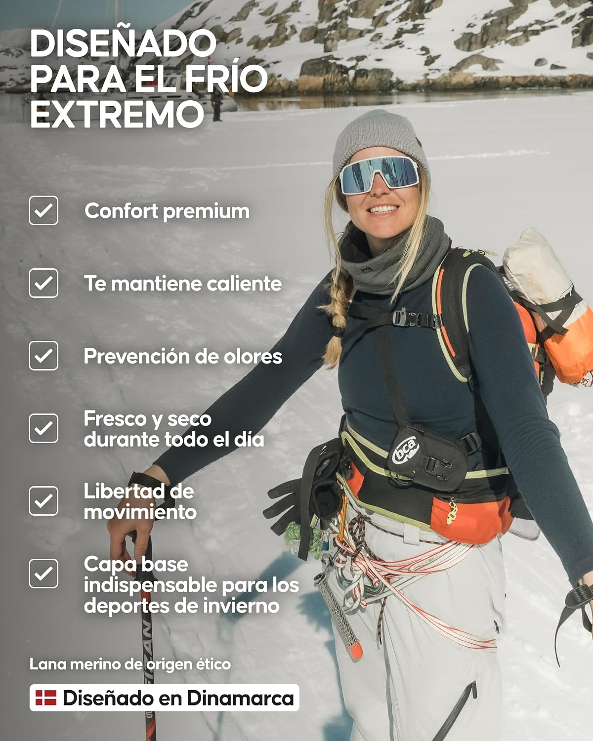 Detalle de DANISH ENDURANCE Camiseta térmica lana merino 250 g/m²