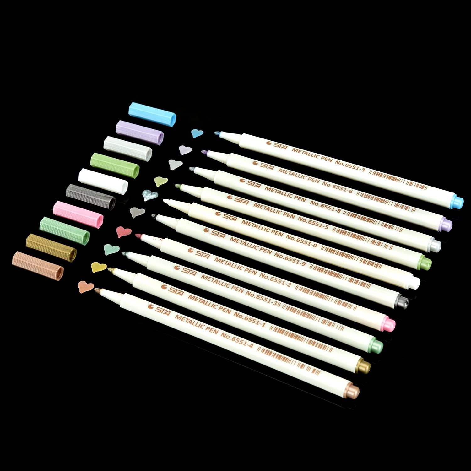 Thumbnail 6 de Metallic Stifte Set, 10 Farben – 1 mm Metallmarker für Fotoalben, Gästebuch und DIY auf dunklem Papier