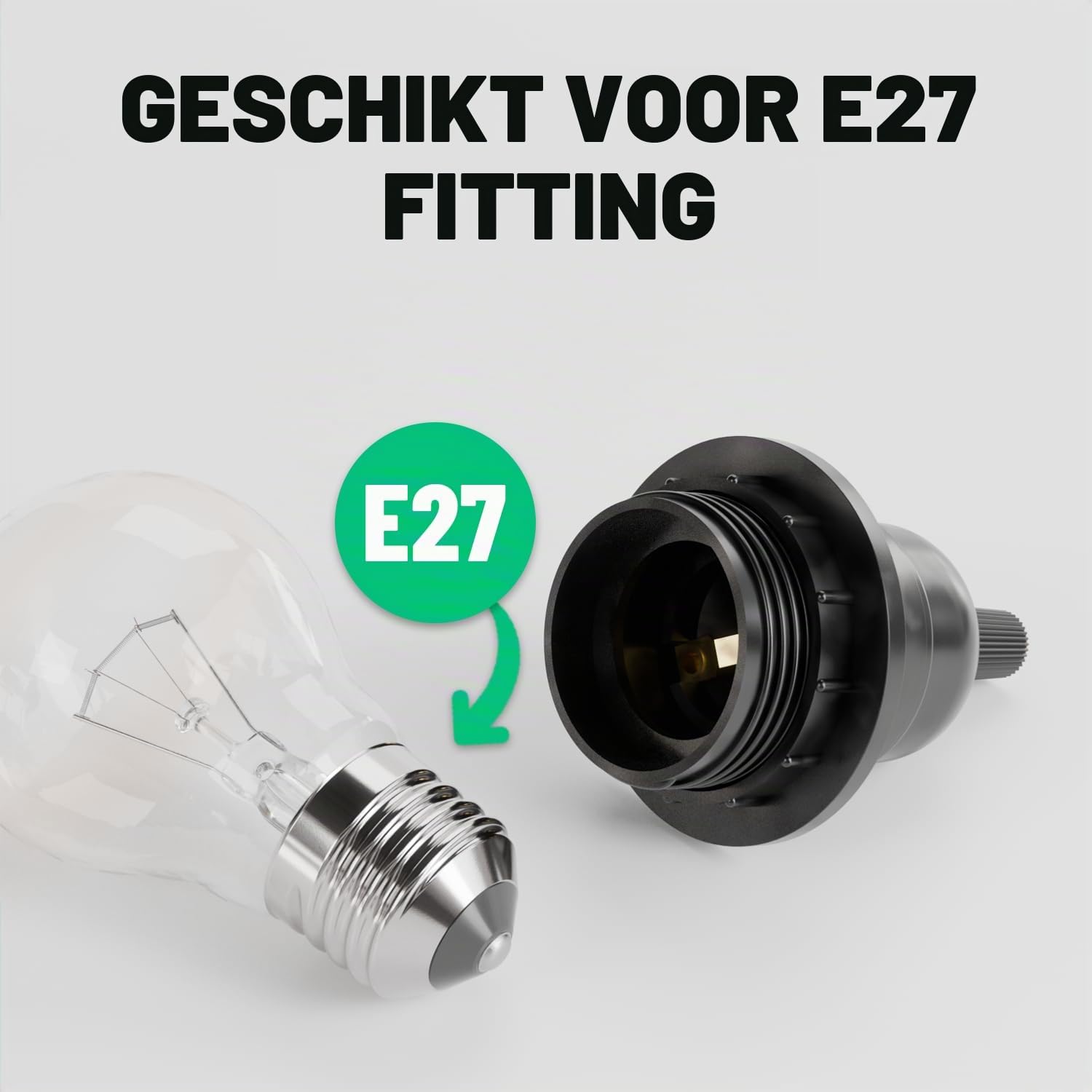 Detalle de greate 505004-4 E27-lampfittingen van kunststof, zwart, set van 12