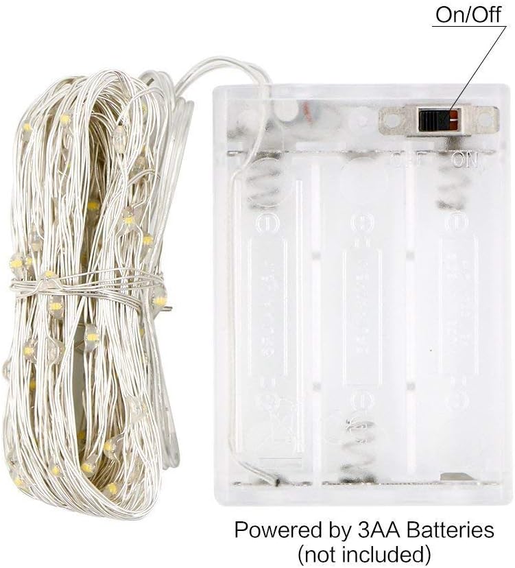 Detalle de ANJAYLIA 2-Pack 10 ft Warm White LED String Lights, 30 LEDs Each