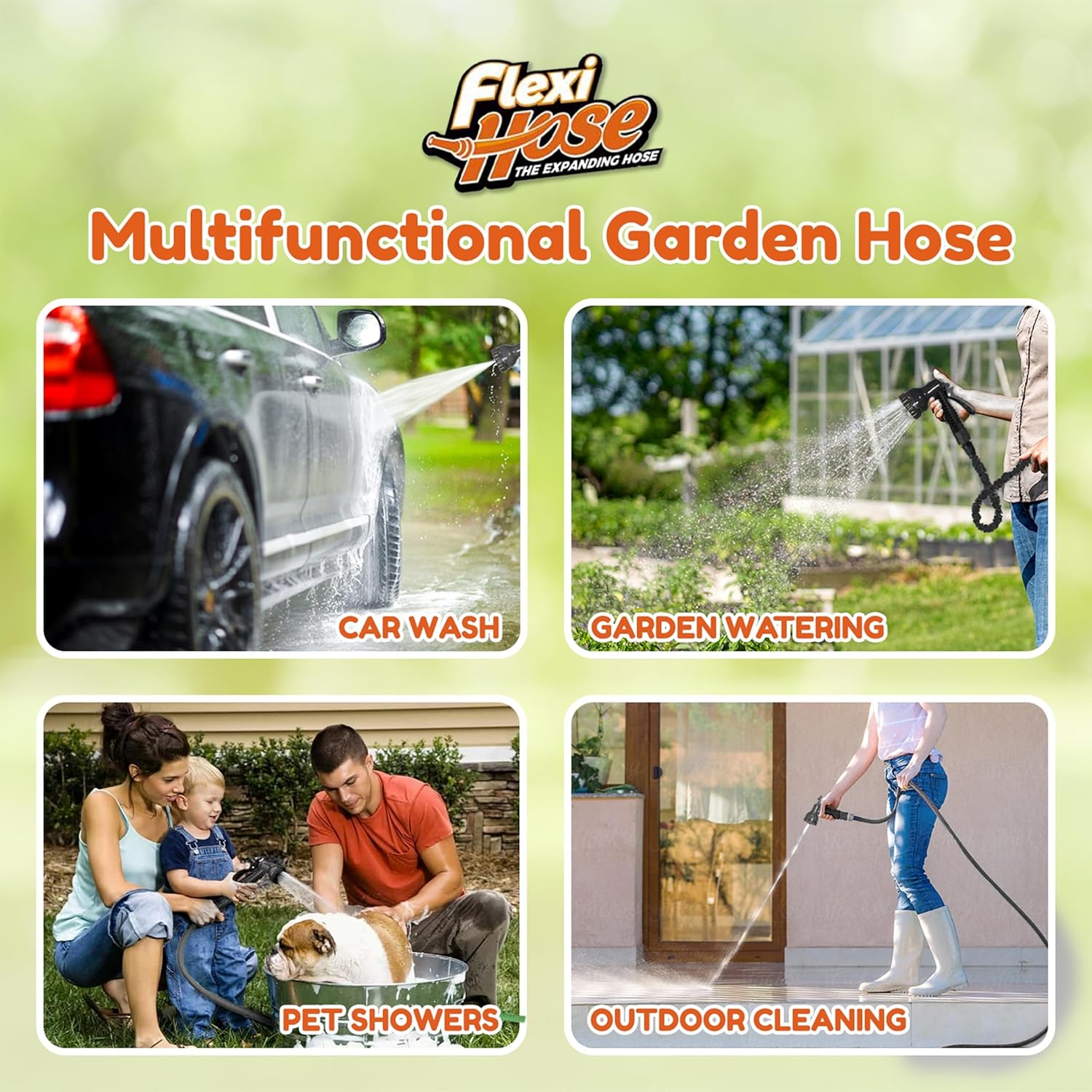 Thumbnail 4 de Flexi Hose Expandable Garden Hose (150ft / 45 m) with Spray Nozzle & 3/4-inch Fittings