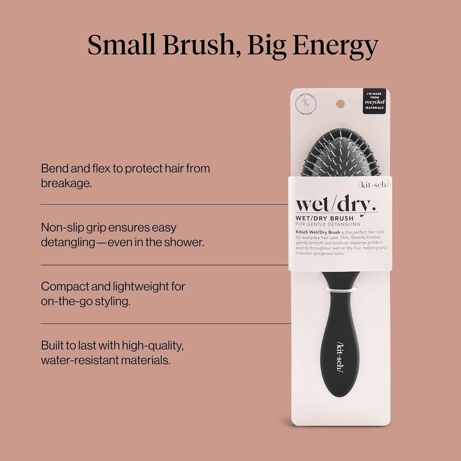 Thumbnail 3 de Kitsch spazzola districante Wet & Dry per capelli bagnati o asciutti, ricci e lisci – Nero