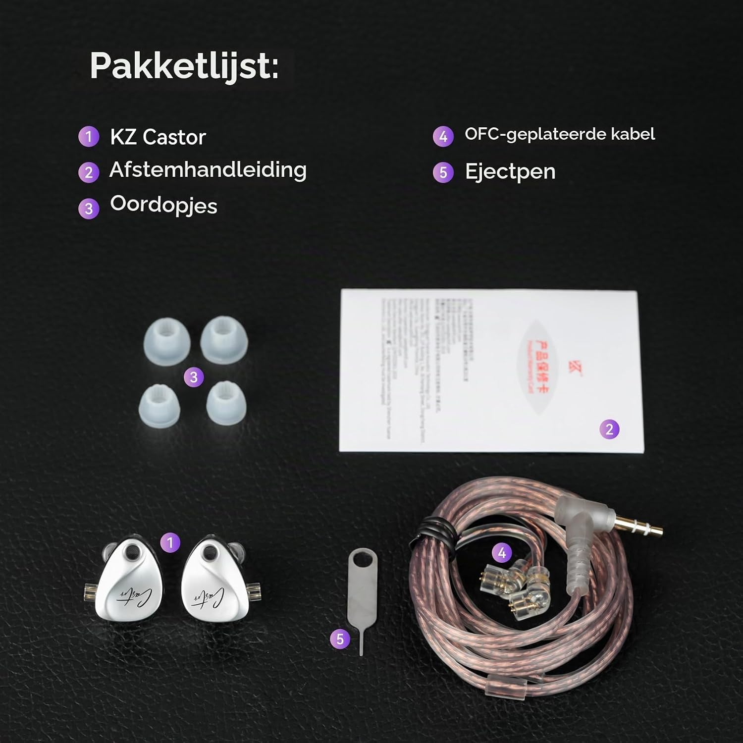 Thumbnail 6 de Keephifi KZ Castor in-earmonitor met dubbele drivers, 2-pinskabel en microfoon
