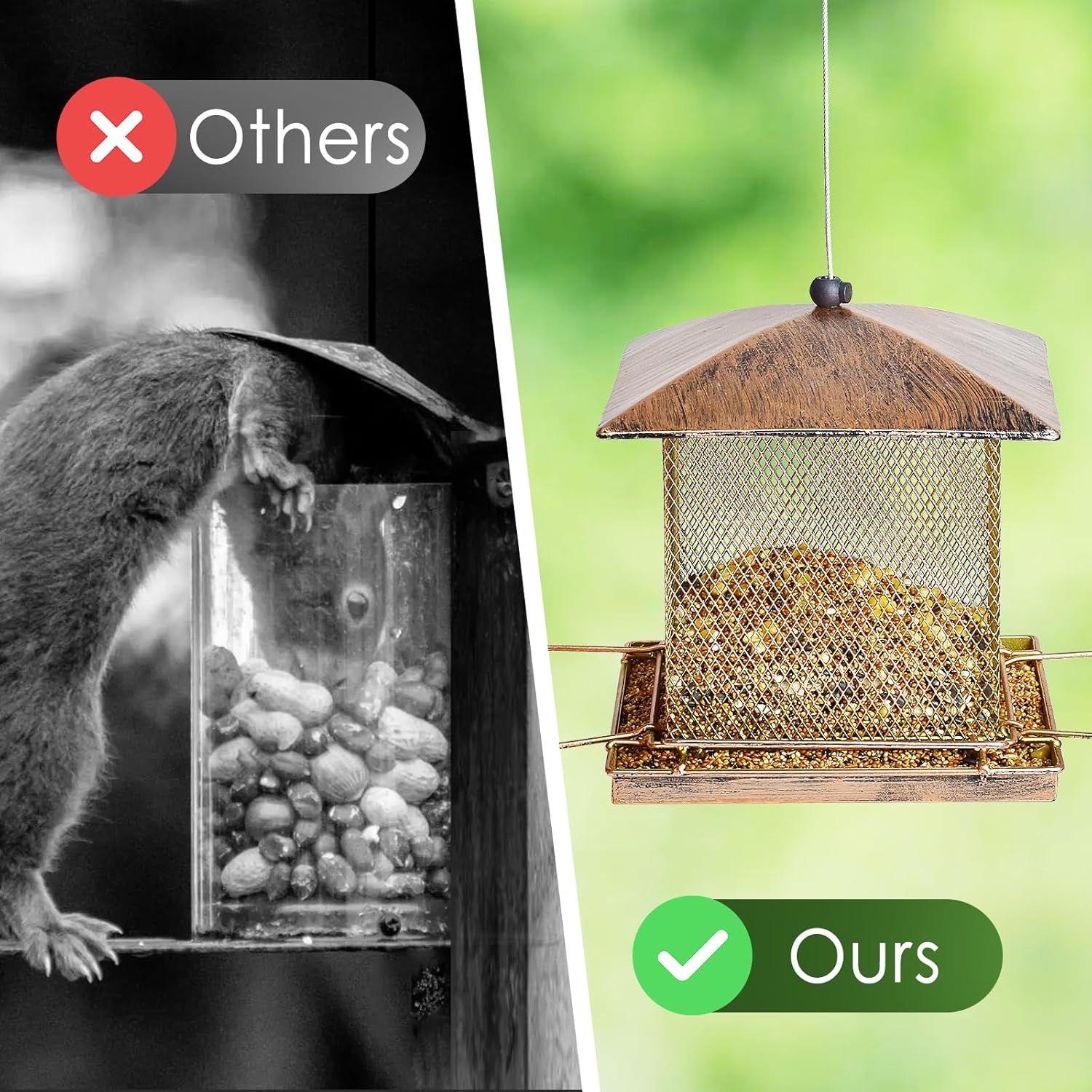 Thumbnail 3 de IWTTWY Bird Feeder Hanging: Heavy-Duty, Squirrel-Proof, Large-Capacity Square Feeder