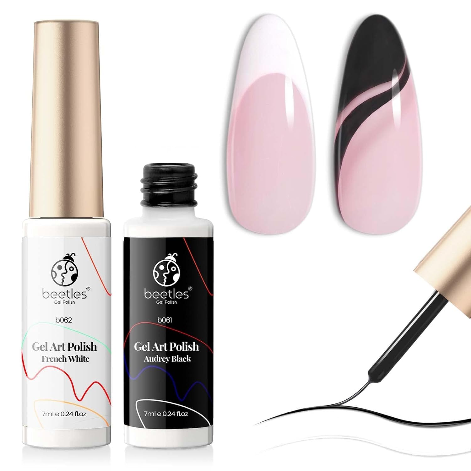 Detalle de Beetles Gel Nail Art Liner Set in Black and White