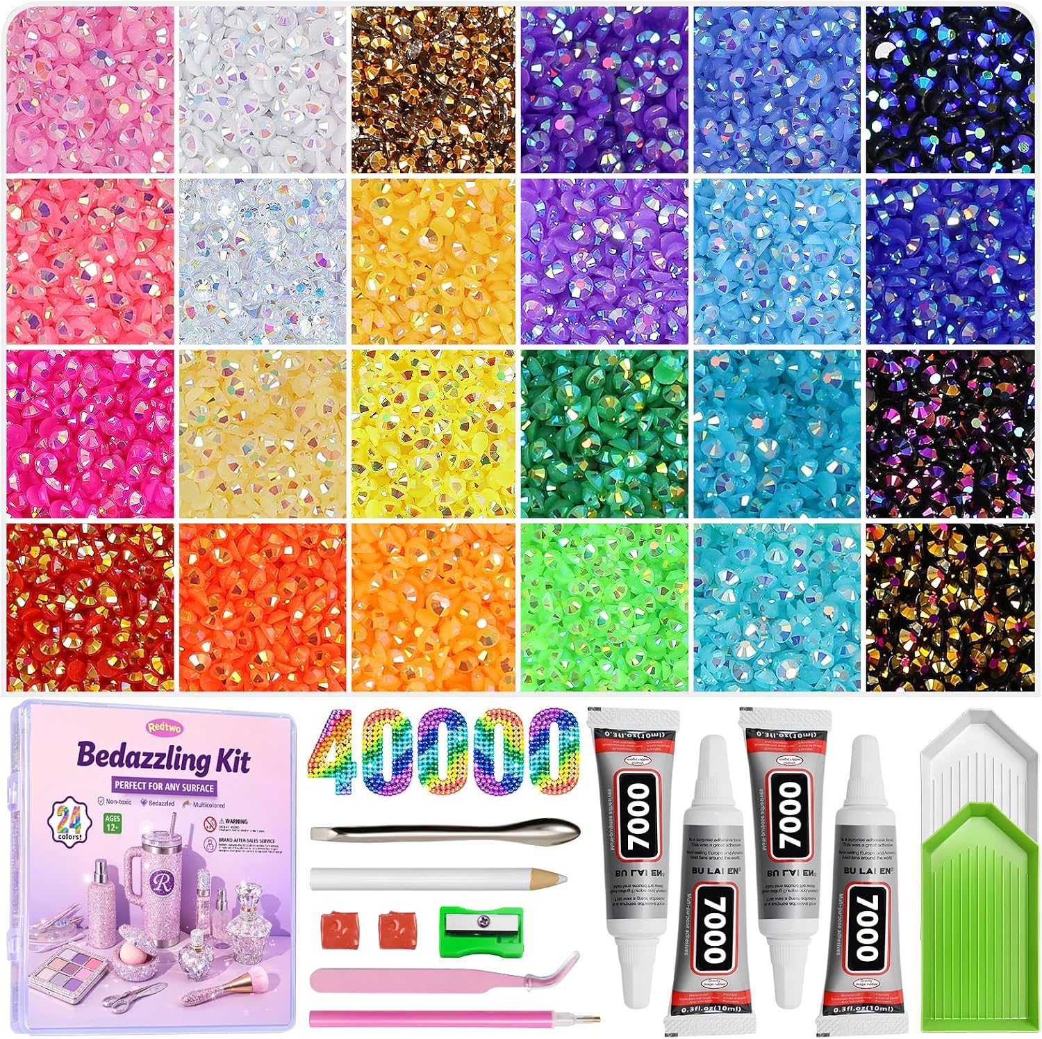 Detalle de Redtwo 40000Pcs Resin Jelly Rhinestones Bedazzling Kit
