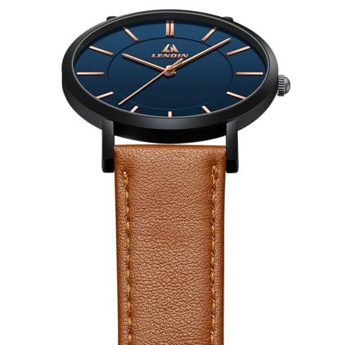 Detalle de LN LENQIN Montres Hommes – Montre analogique à quartz étanche 43 mm