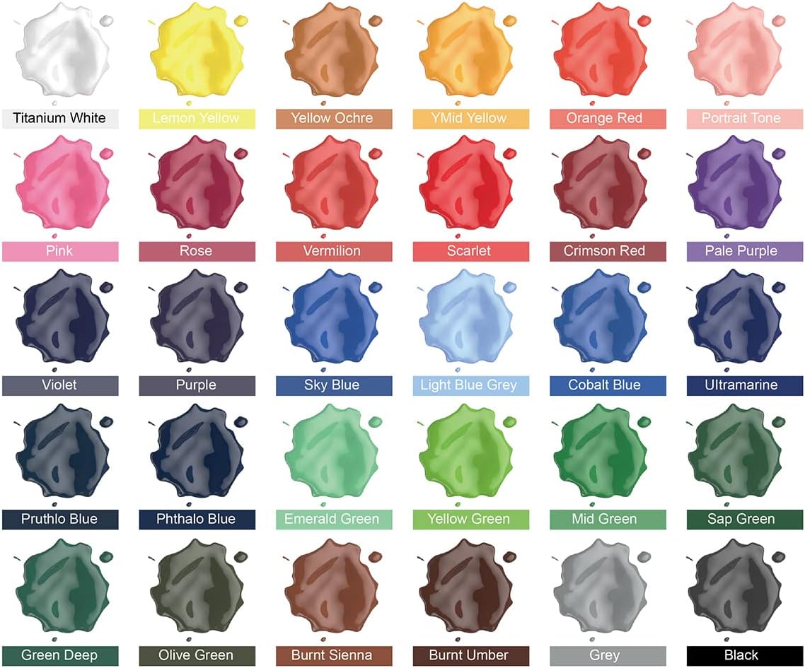 Thumbnail 1 de Set de Peinture Acrylique INK LAB – 30 tubes de 36 ml, couleurs brillantes et non toxiques