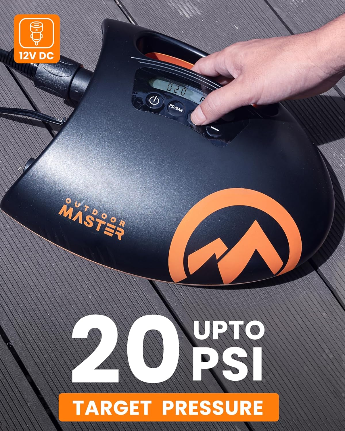 Thumbnail 1 de OutdoorMaster Shark 20PSI High Pressure SUP Air Pump – Intelligent Dual Stage Inflation with Auto-Off