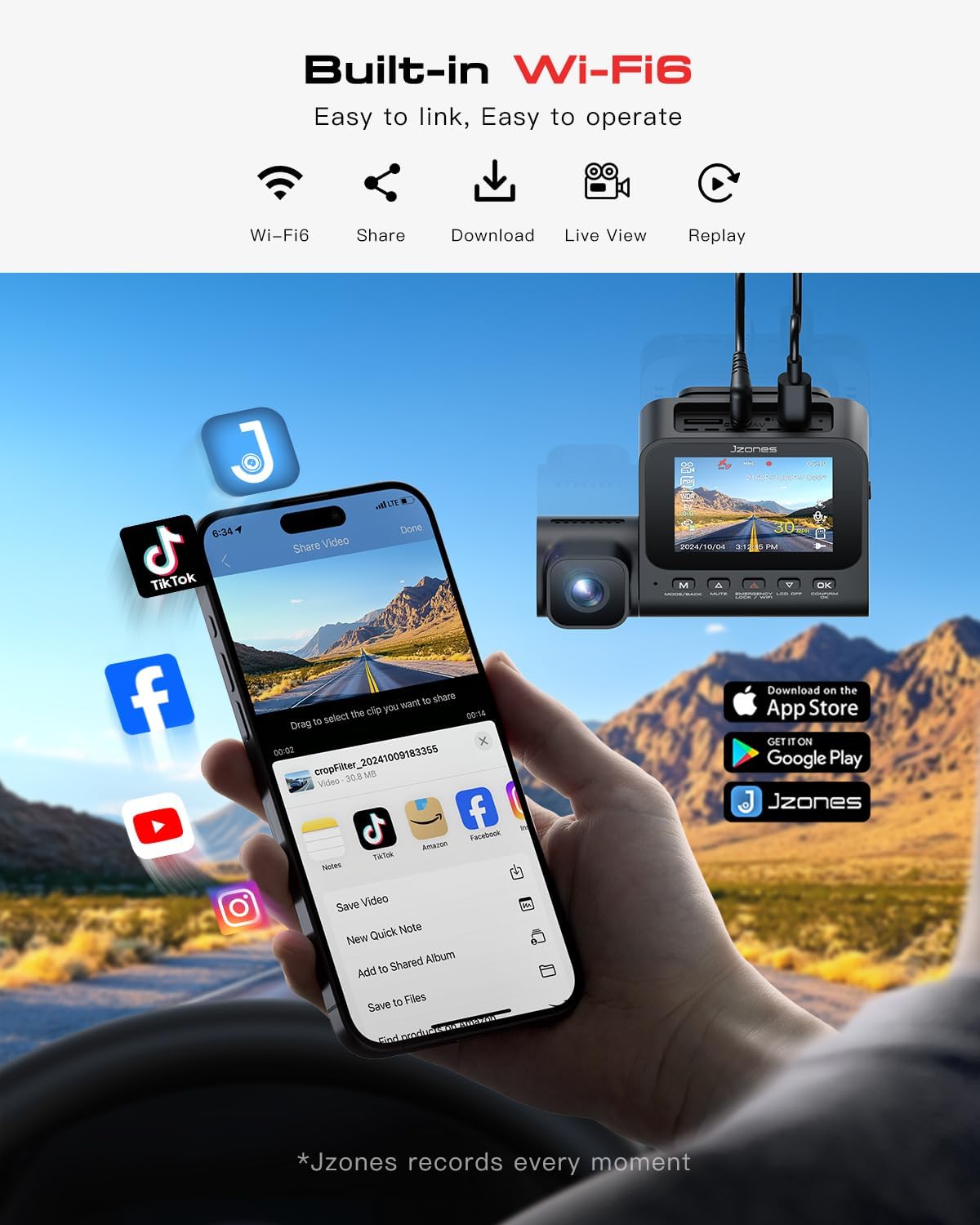 Thumbnail 3 de Jzones 4K 3-Channel Dash Cam 64GB