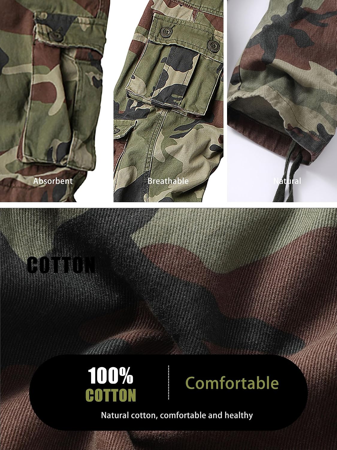 Thumbnail 5 de AKHIKING Men's Camo Cargo Pants 8 Pockets