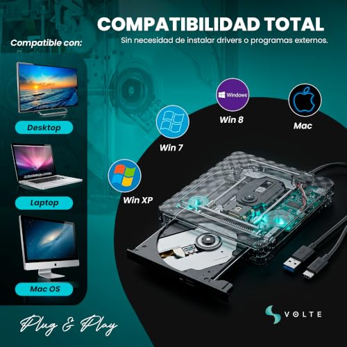 Thumbnail 4 de VOLTE Lector CD/DVD Externo USB 3.0 para PC y portátil