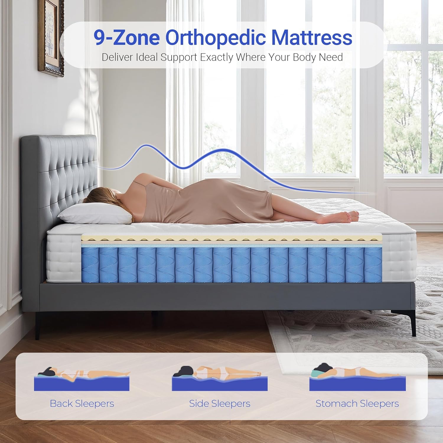 Thumbnail 3 de dosleeps King Size 10" Memory Foam & Pocket Sprung Mattress 150x200cm