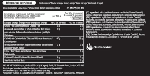 Detalle 1 de GlycoBol di Yamamoto Nutrition: integratore a base di Cluster Dextrin 500 g Arancia