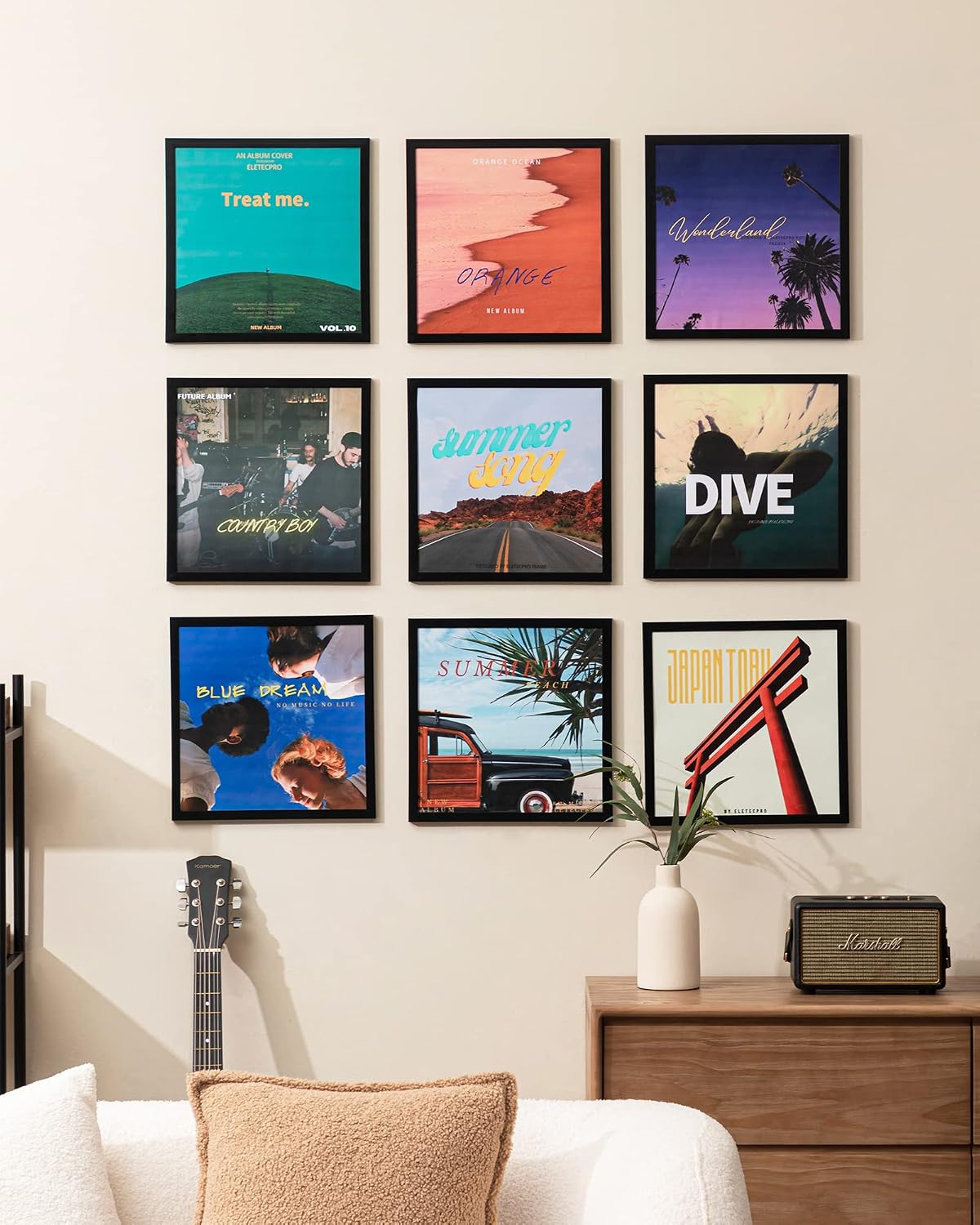 Detalle de eletecpro 12.5 x 12.5-Inch Vinyl Record Frames, Black, 15-Pack