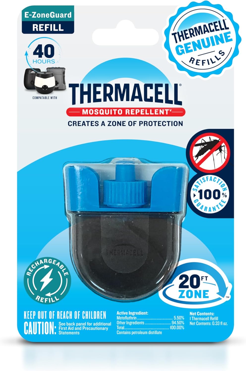 Detalle de Thermacell E-ZoneGuard Mosquito Repellent Refill, 40-Hr, Rechargeable