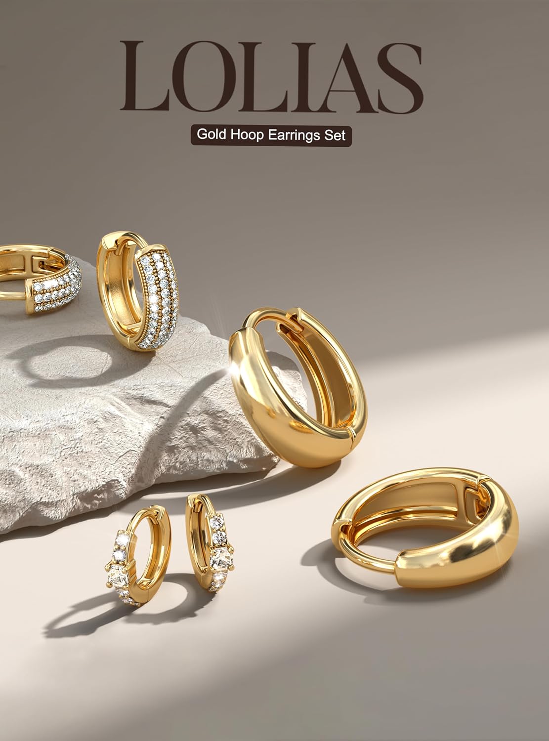 Detalle de LOLIAS Small Hoop Earrings 3 Pairs