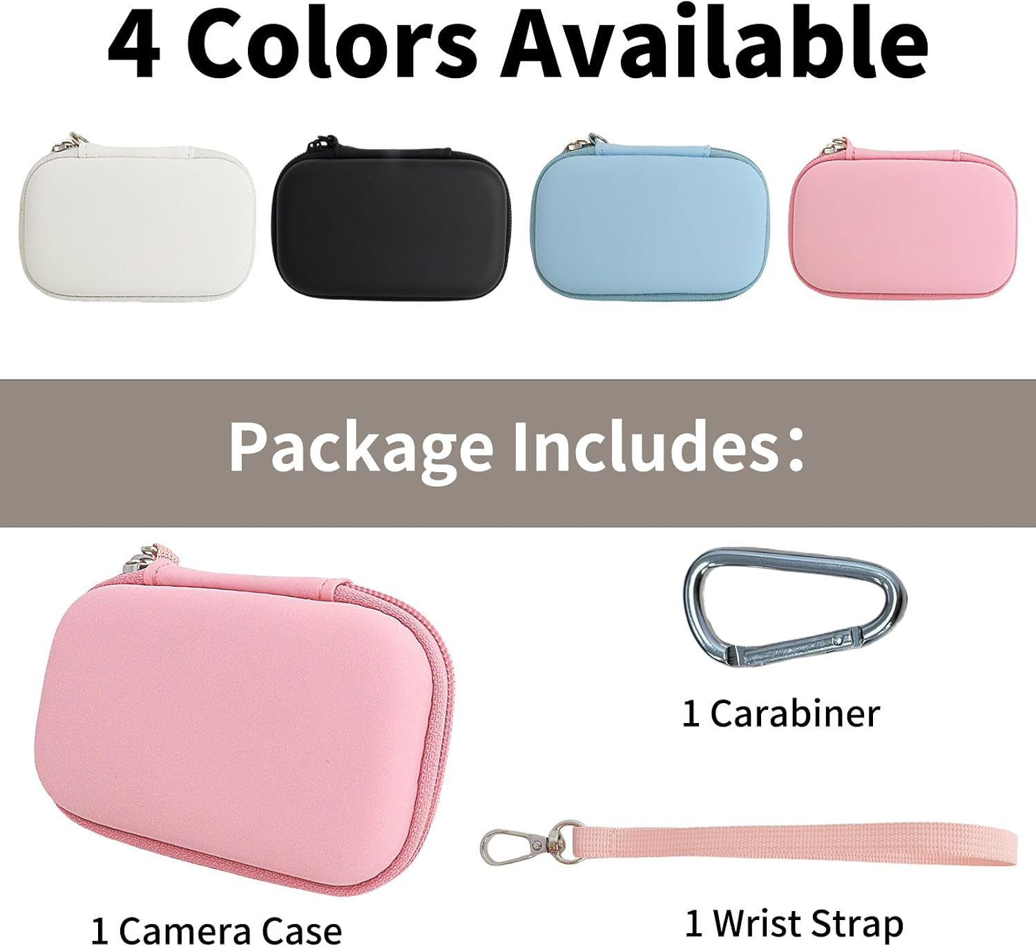 Detalle de Rieibi Pink Hard-Shell Camera Case for Camkory, Kodak PIXPRO FZ55/FZ45 and Canon IXUS 285 HS – Small EVA Pouch with Wrist Strap