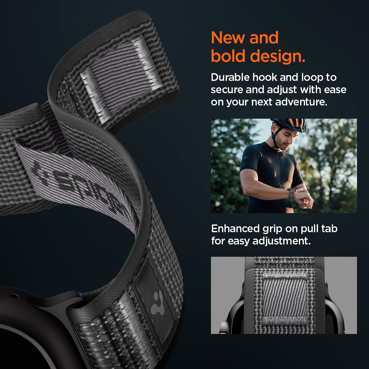 Detalle de Spigen Athlex Air 2 Bracelet en tissu pour Apple Watch Ultra 2/1 (49 mm) et autres séries compatibles