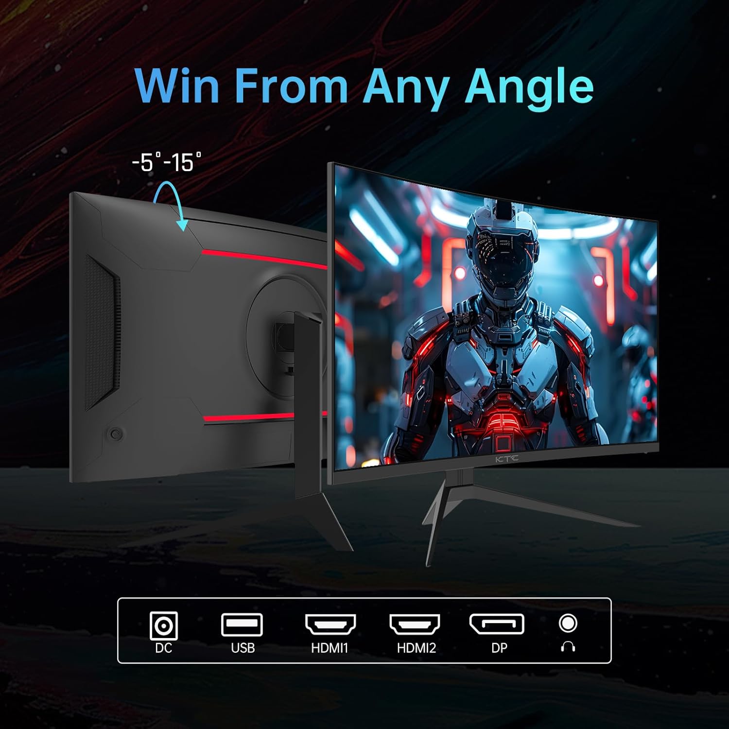 Detalle de KTC 32 Inch Curved Gaming Monitor: 1080p, 240Hz, 1500R VA with HDR10