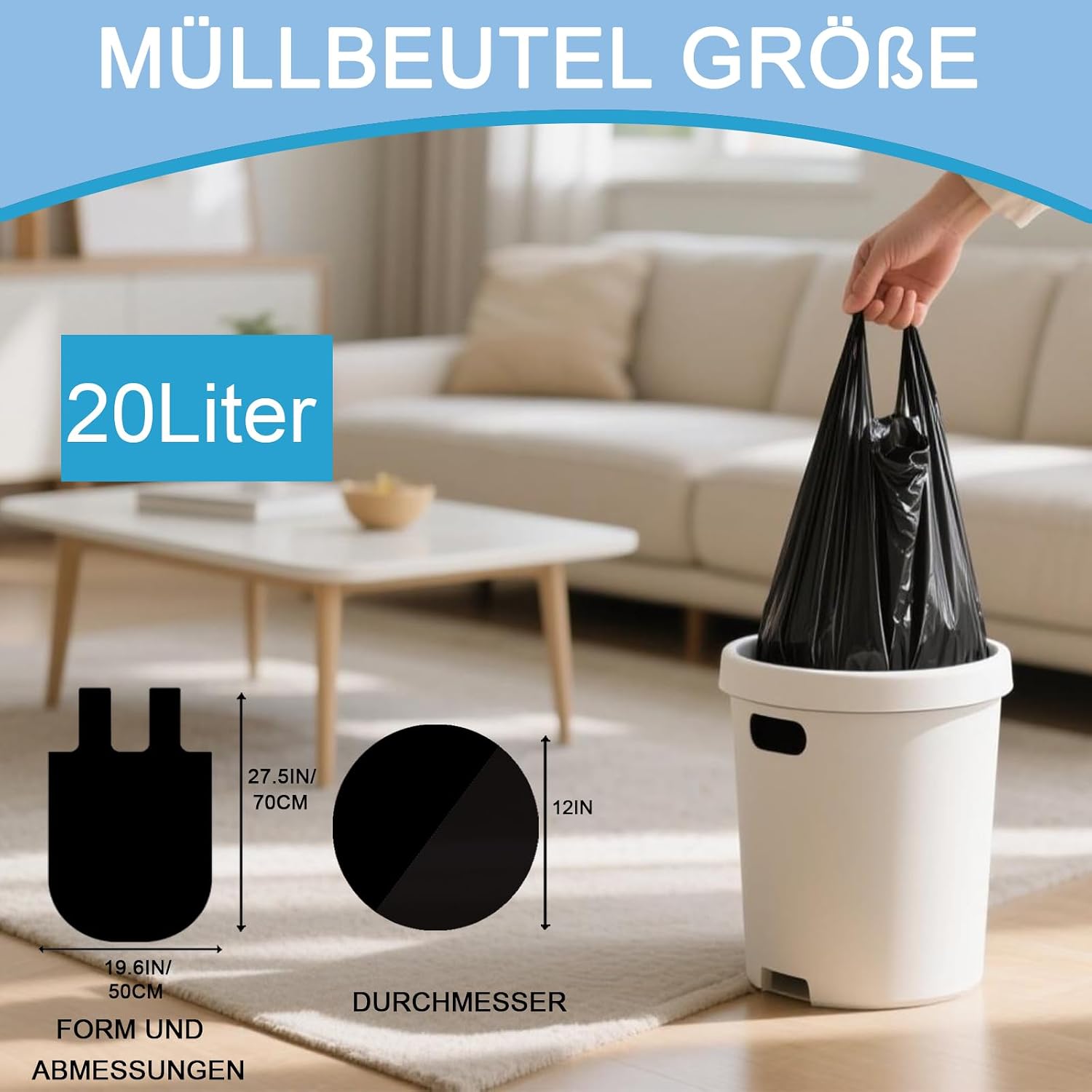 Thumbnail 4 de Müllbeutel 20L schwarz 50x70 cm, 75 Stück