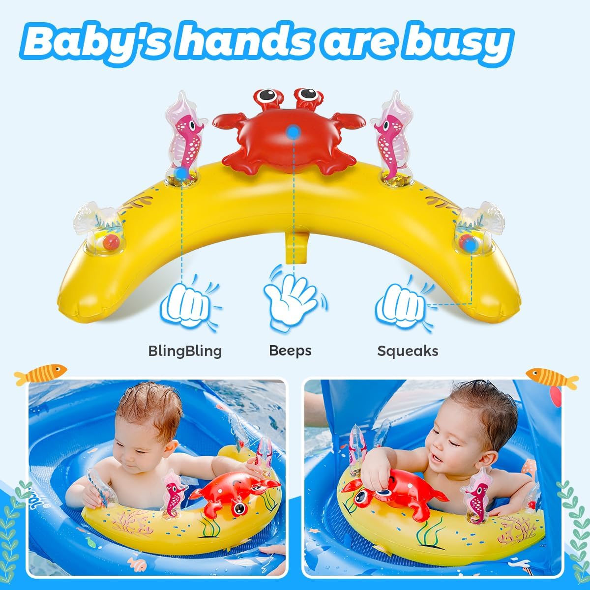 Thumbnail 3 de LAYCOL Baby Pool Float with Canopy (UPF50+) with 120° Adjustable Sun Protection