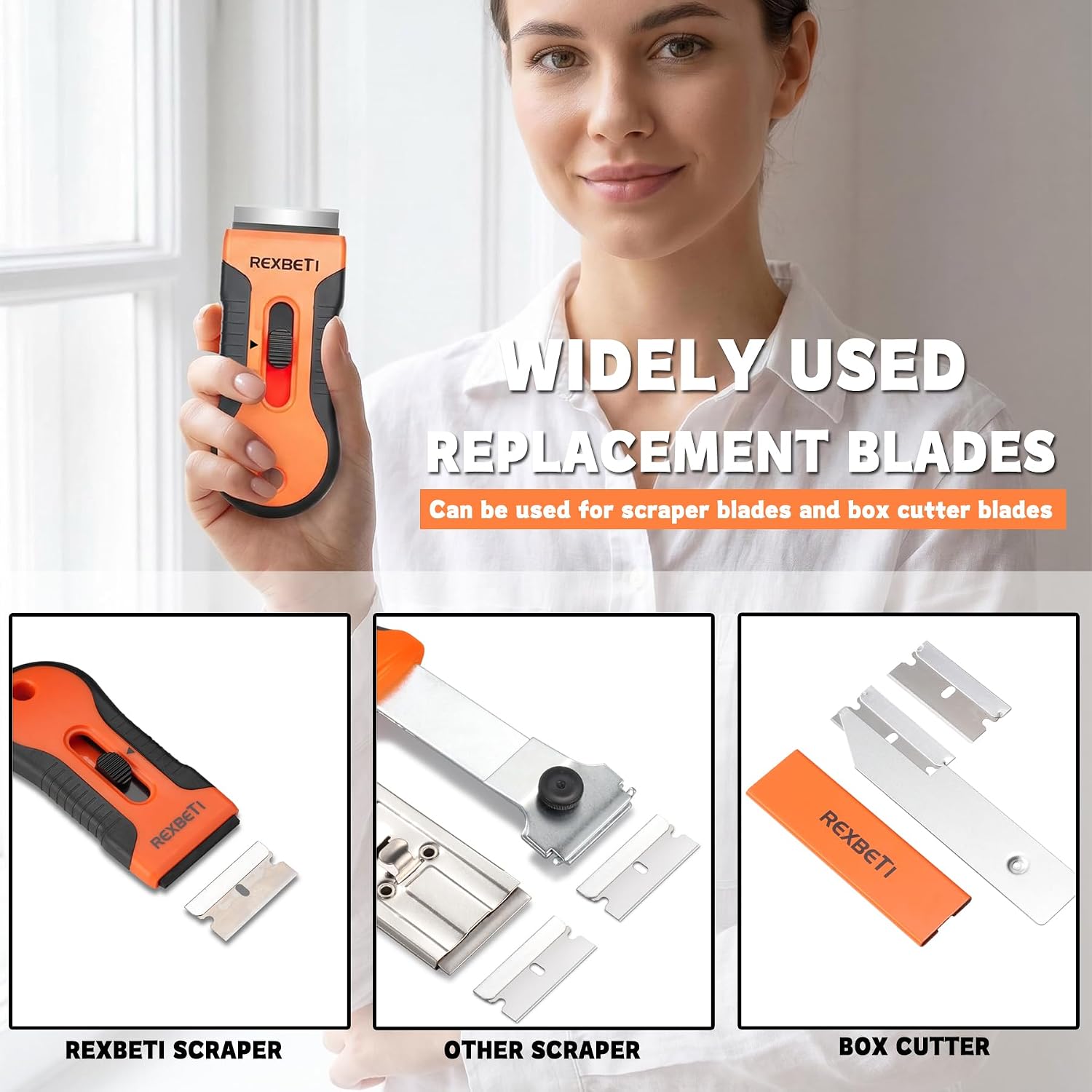 Thumbnail 4 de REXBETI 100PCS Single Edge Razor Blades for Scrapers