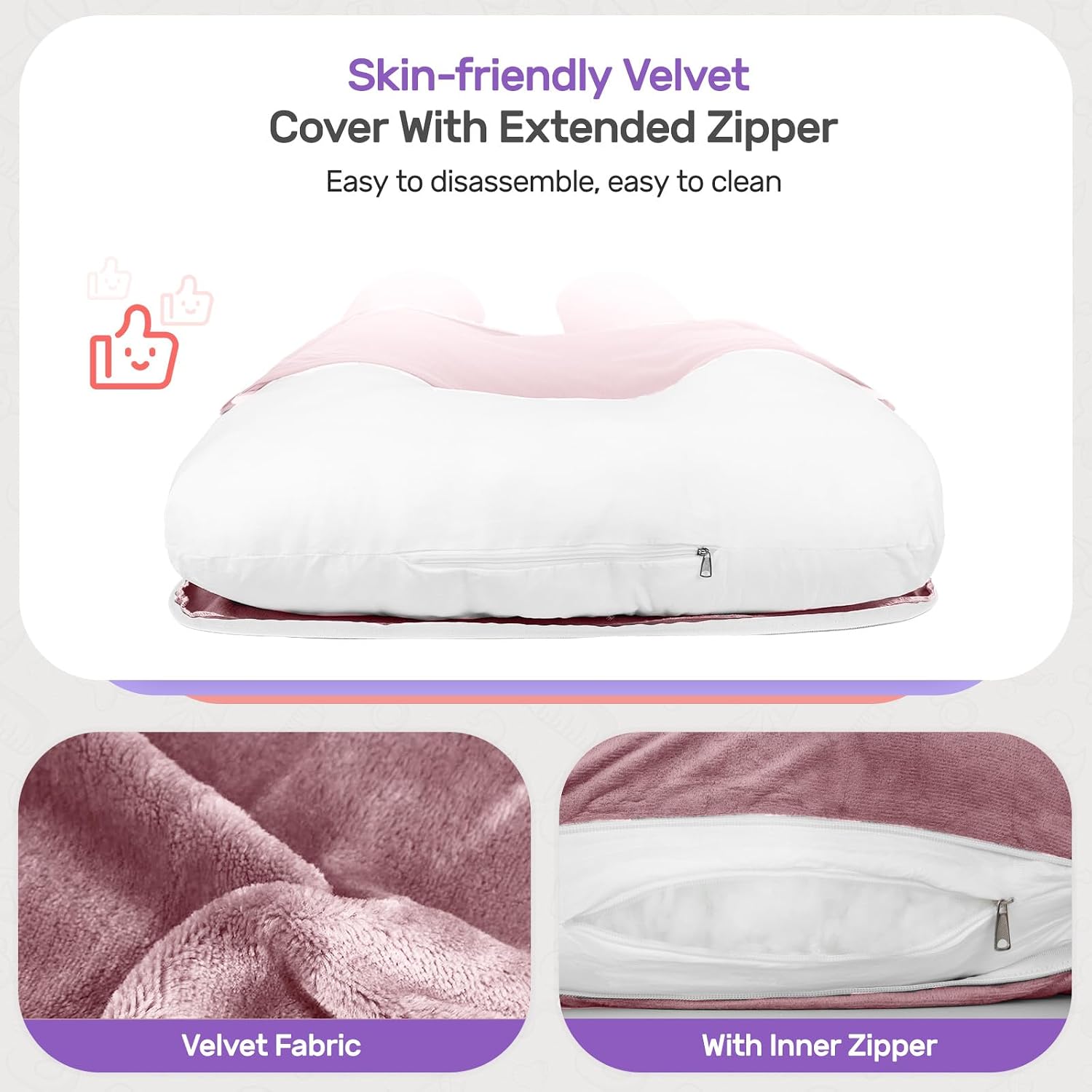 Thumbnail 5 de Nuliie NEMM002AA U-Shaped Pregnancy Pillow with Washable Velvet Cover