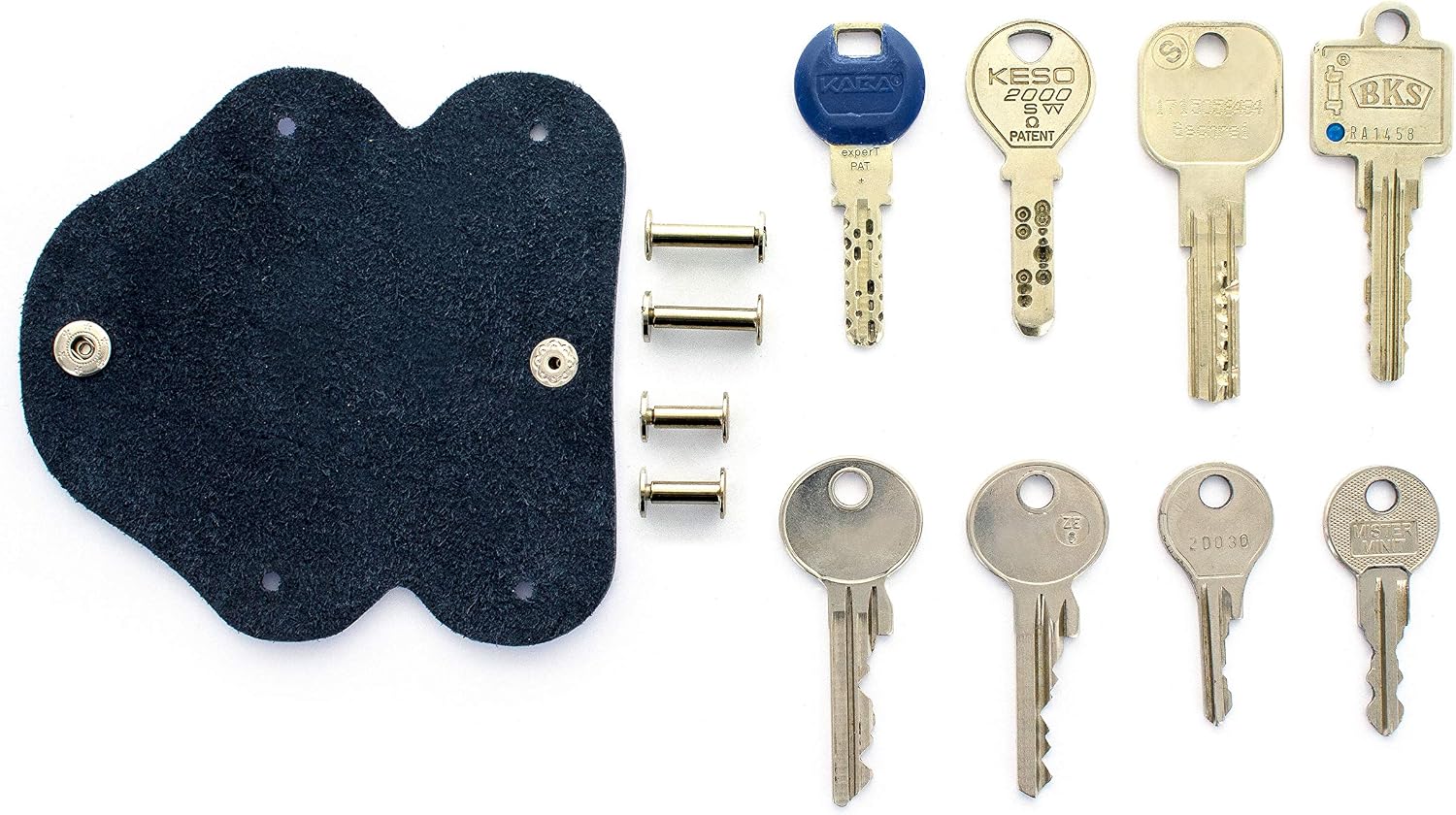 Detalle de Jaimie Jacobs Key Boy Key Organizer aus echtem Leder (blau) – Schlüsselmäppchen für bis zu 12 Schlüssel