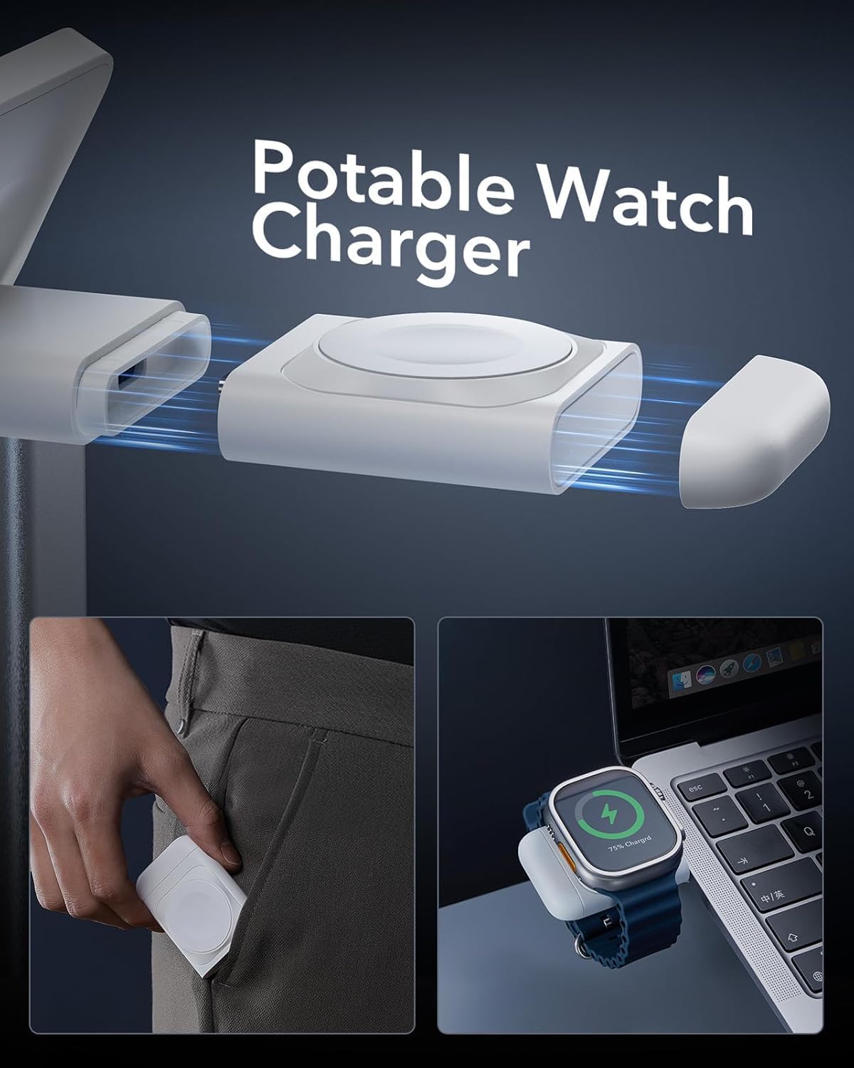 Thumbnail 5 de ESR 3-in-1 Wireless Charging Station (Certified) for Apple Watch, MagSafe iPhone & AirPods – White