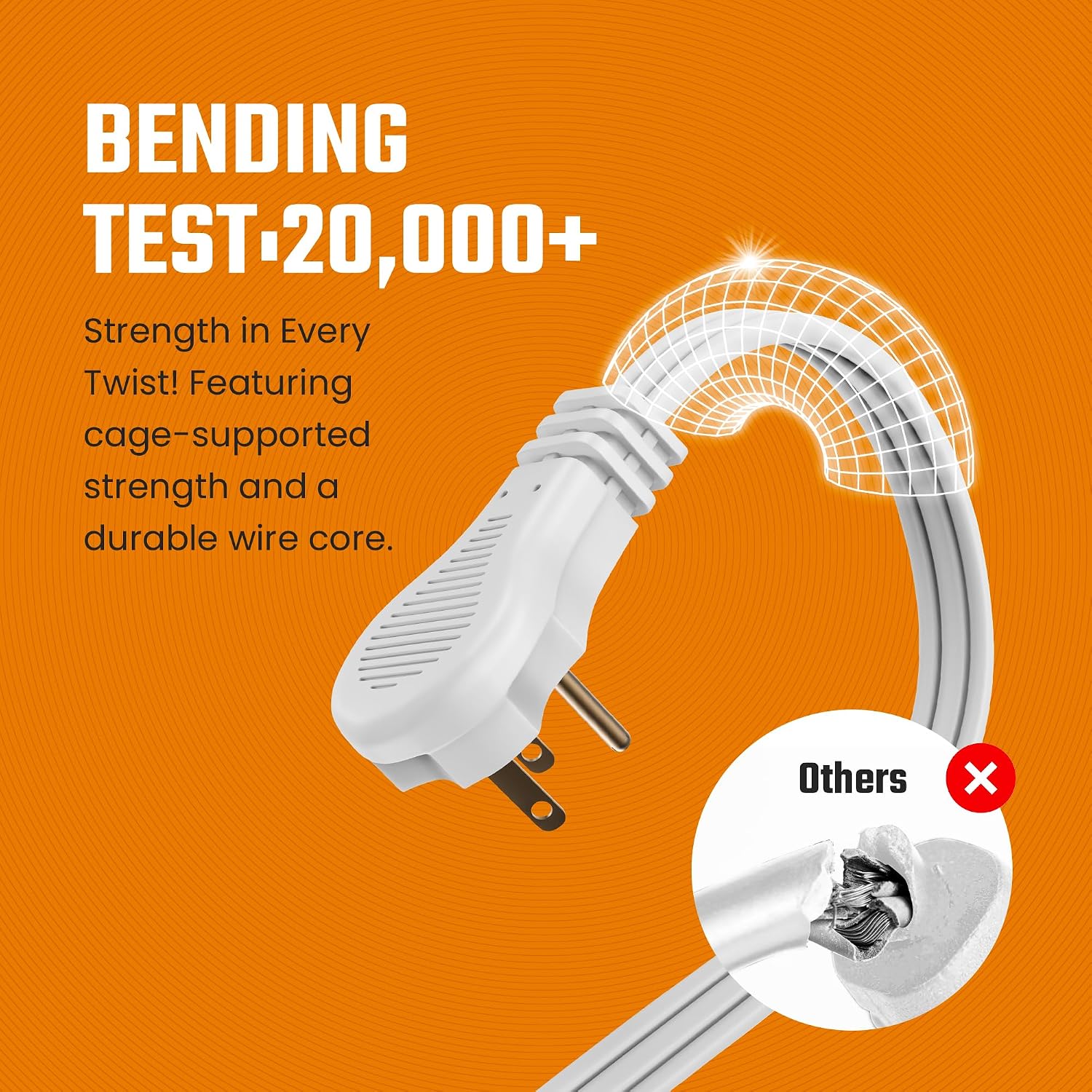 Detalle 2 de BindMaster LA052P 10-Foot Extension Cord, Flat Angled Plug, 3 Outlets