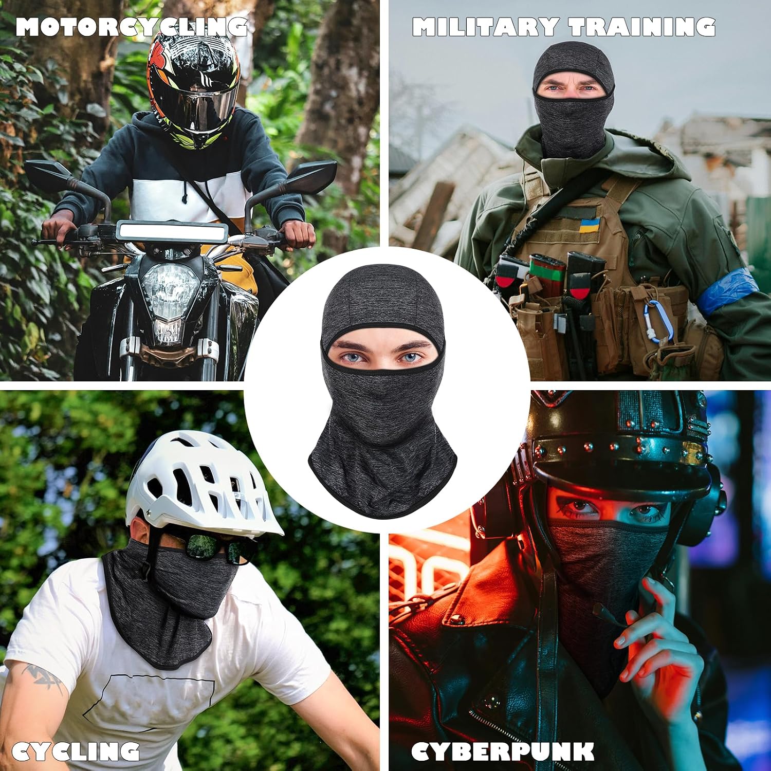 Thumbnail 5 de Achiou Lightweight Balaclava, UPF 50+ Helmet Liner, Black 2-Pack