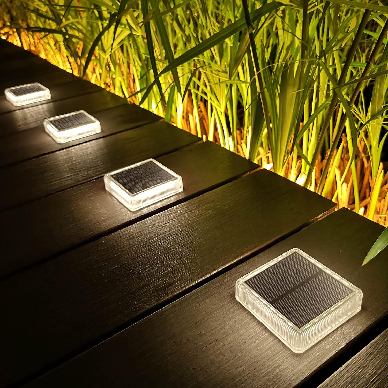 Detalle de Lacasa Blanc Naturel 4000K Solar Deck Lights, 4-Pack, 30 lm, IP68