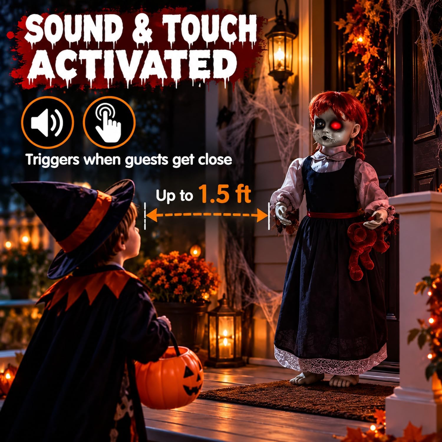 Thumbnail 3 de Quntis Halloween 0002 35-Inch Animated Haunted Girl Decoration
