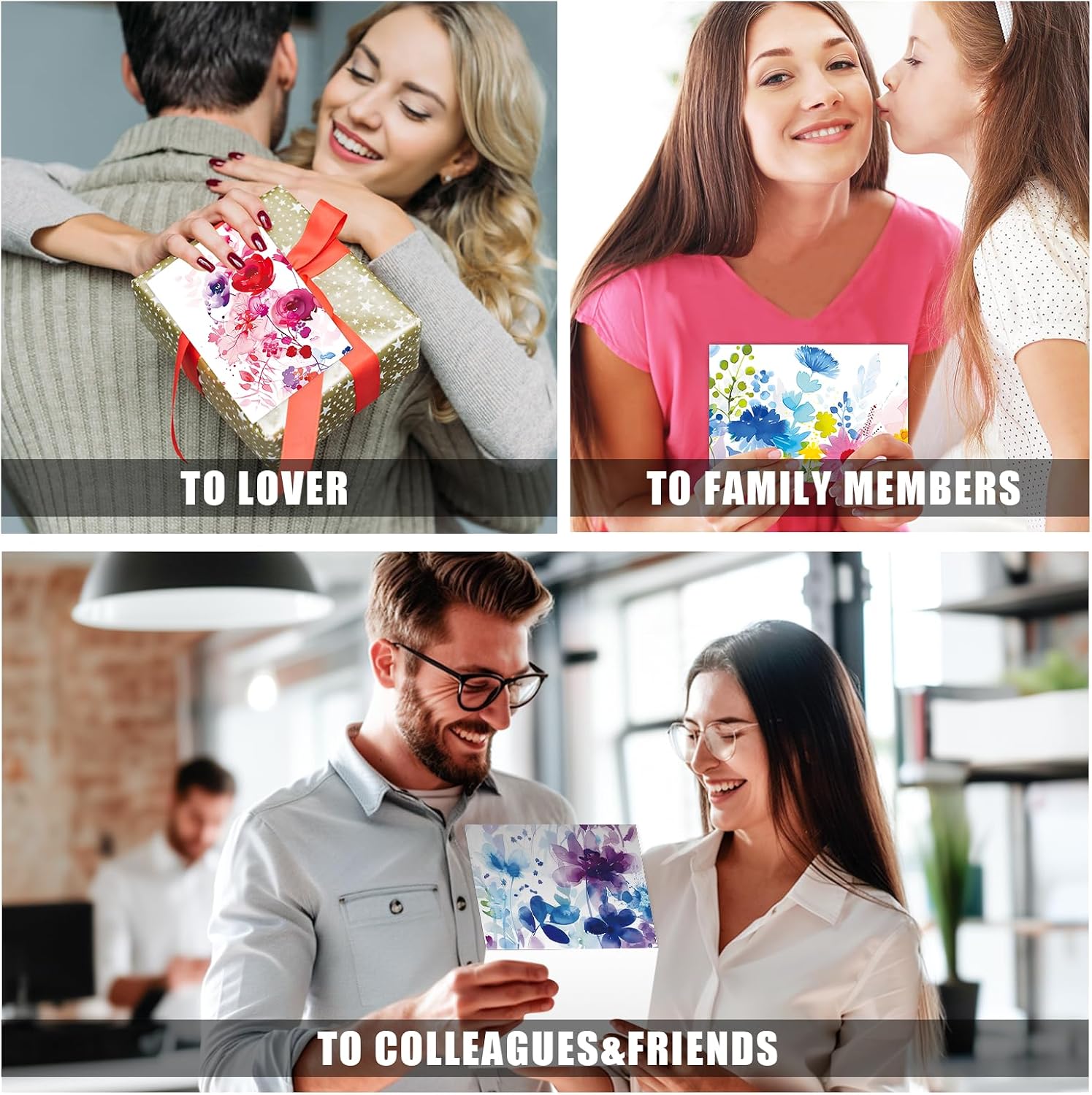 Thumbnail 6 de FUHITIM 48-Pack Blank Greeting Cards with Envelopes, Watercolor Floral Designs