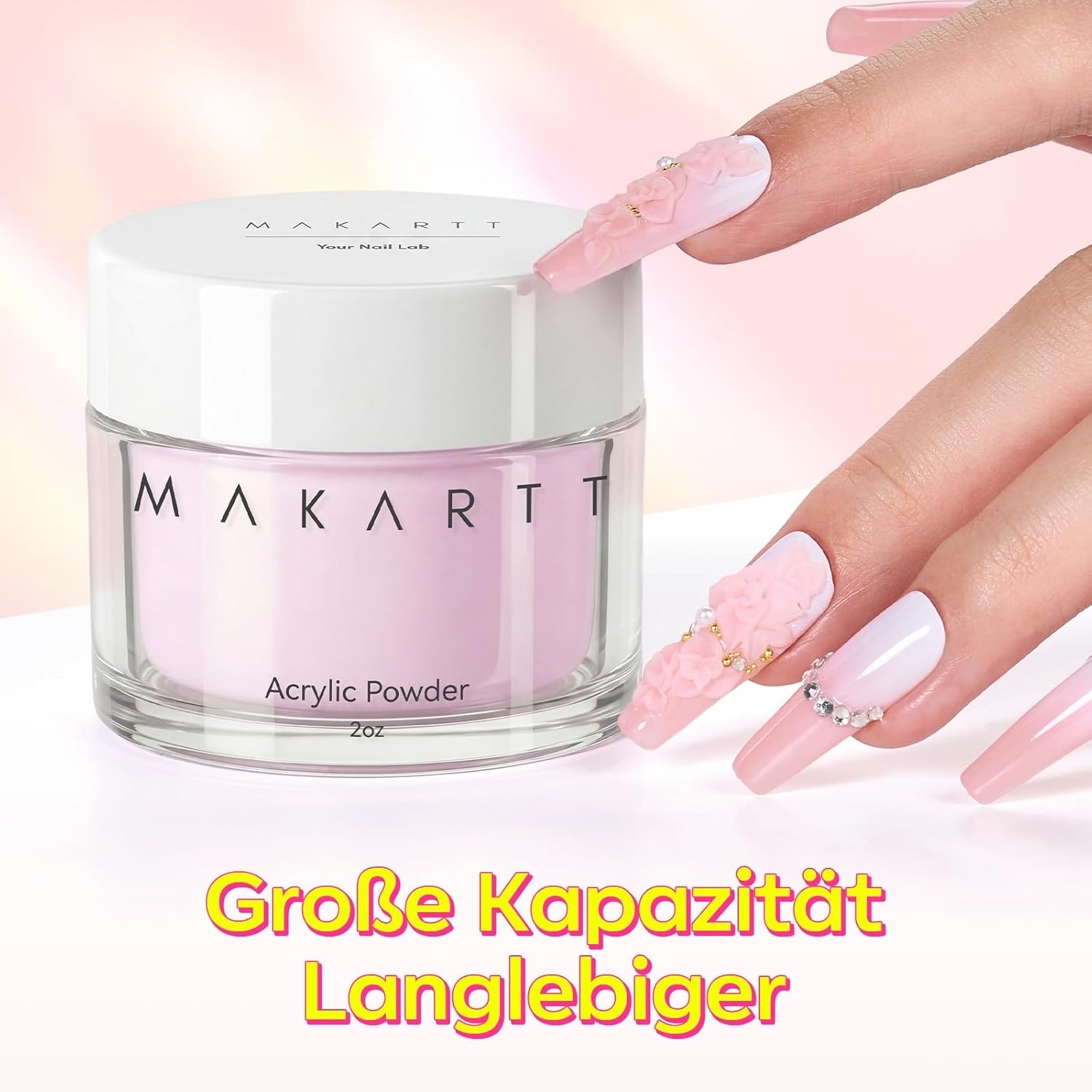 Detalle 2 de Makartt Acrylpulver für Nägel – 56 g, Hell-Pink: Starterset für Anfänger und Profis