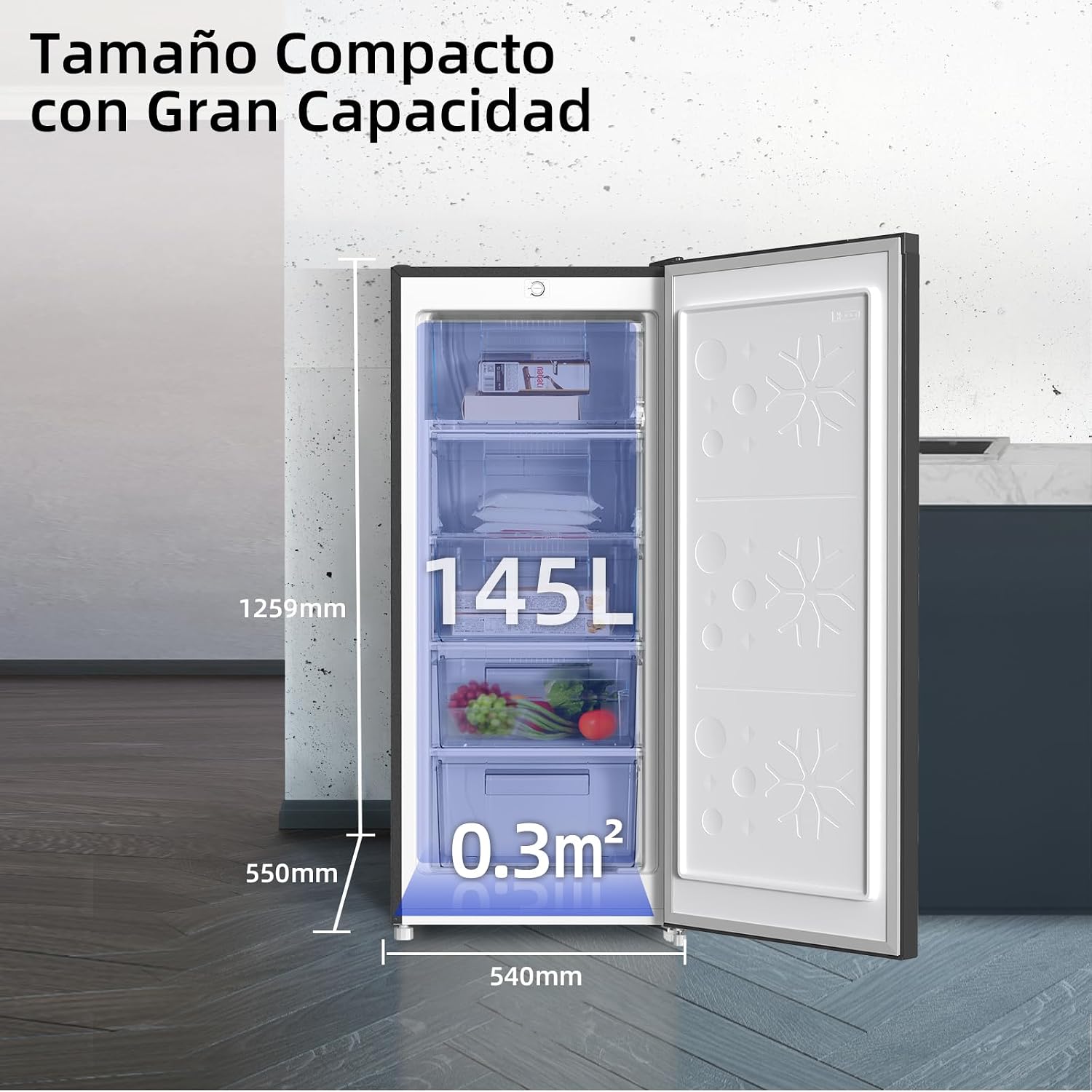 Thumbnail 1 de Congelador vertical independiente CHiQ 145L negro con puerta reversible