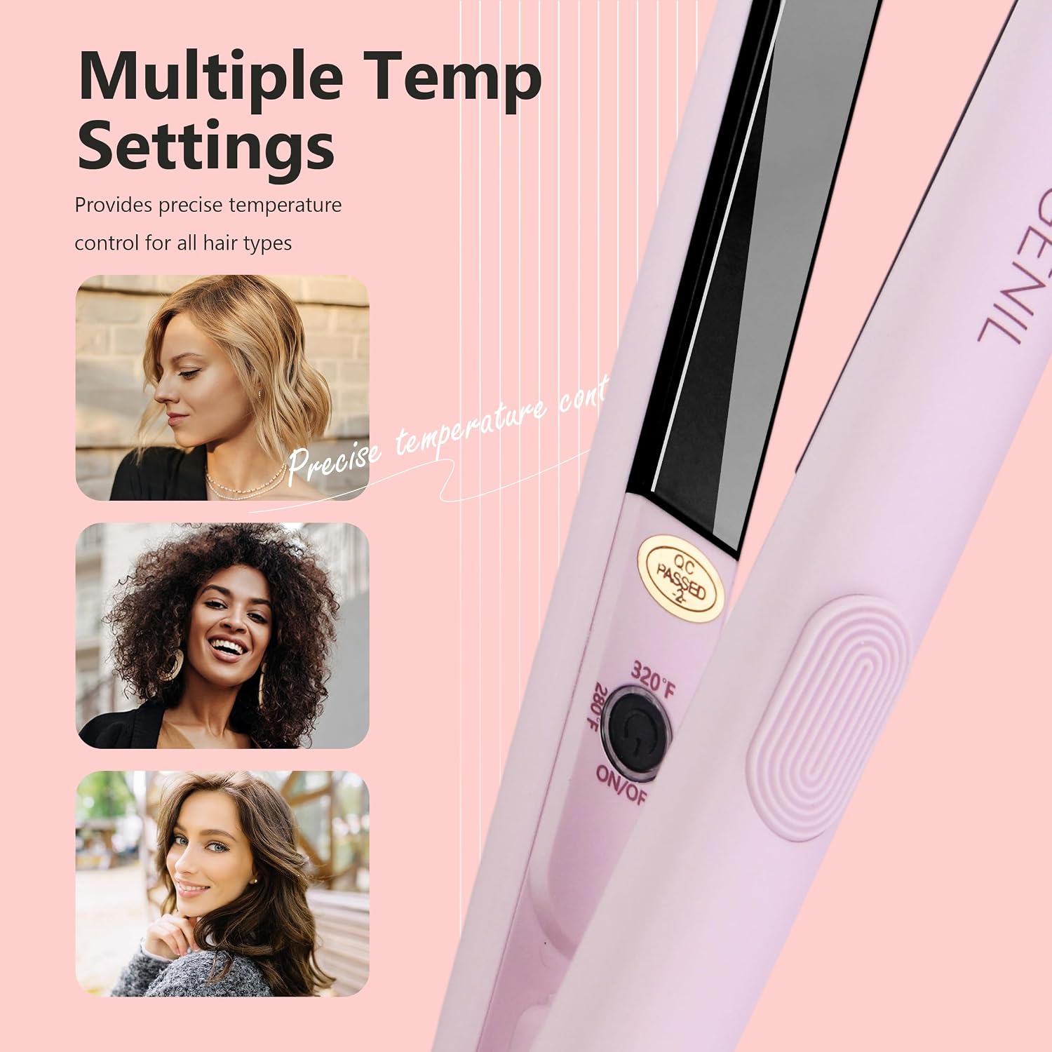 Detalle de ANGENIL Pro Purple Ceramic Ultra Mini Hair Straightener (Dual Voltage, 1.8 cm plates, 2-in-1 straightener & curler)