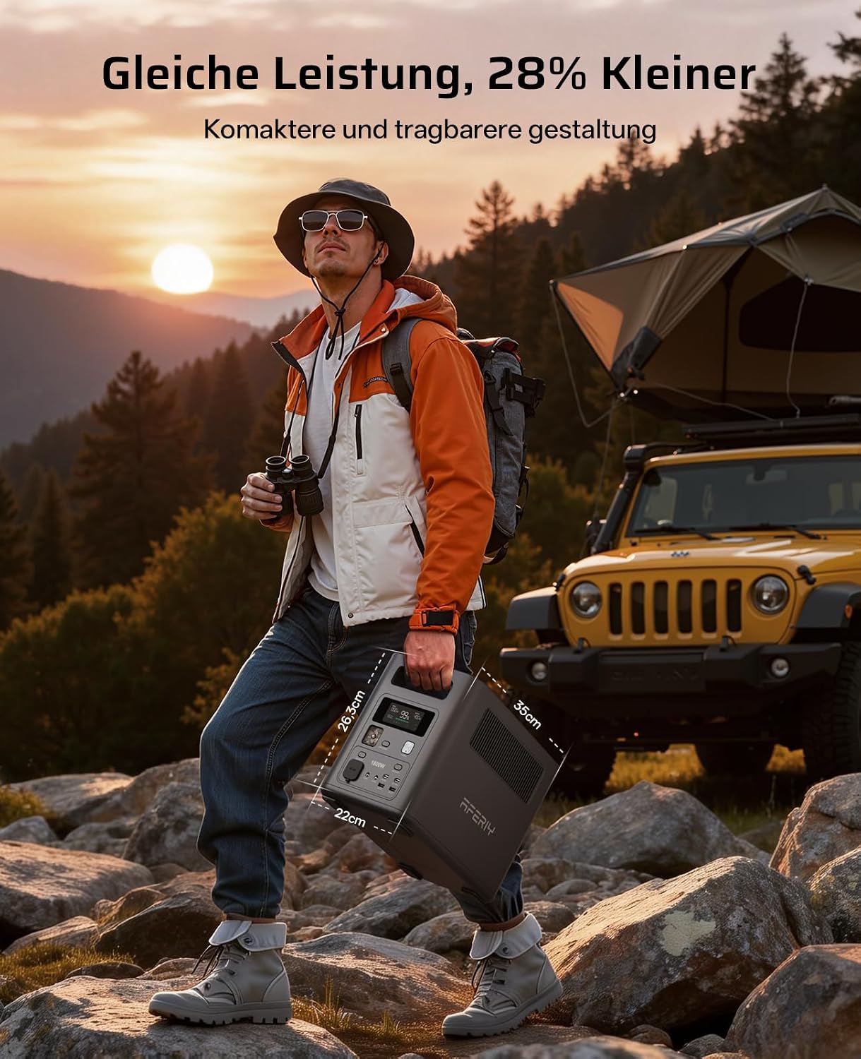 Detalle 2 de AFERIY 1800W Solargenerator mit 200W Solarpanel – 1024Wh LiFePO4, 9 Ausgänge, <10 ms USV, APP-Steuerung