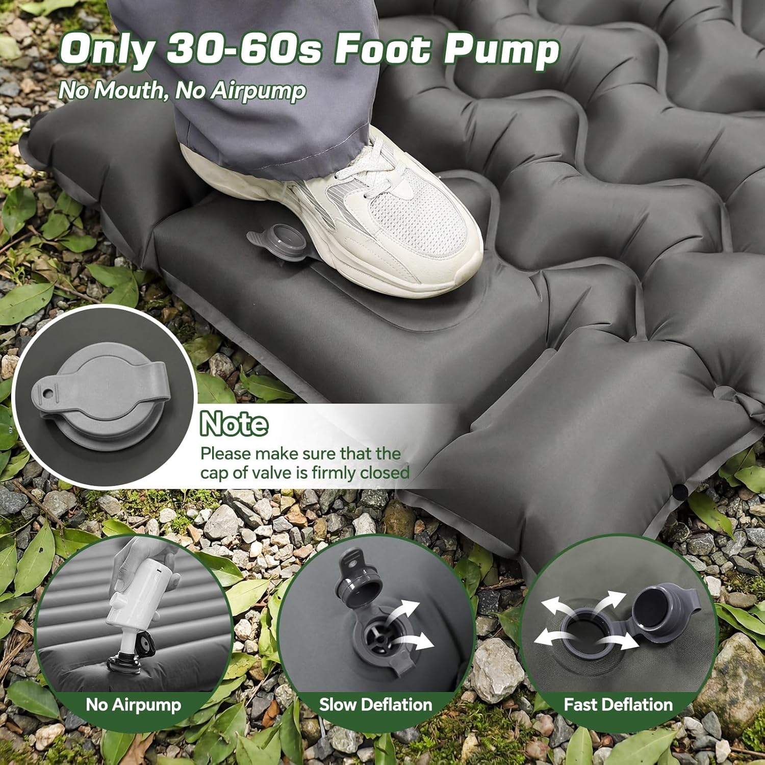 Thumbnail 3 de PHYSEN Camping Isomatte (196 x 70 cm) mit integrierter Fußpumpe & 360° Fixier-Riemen