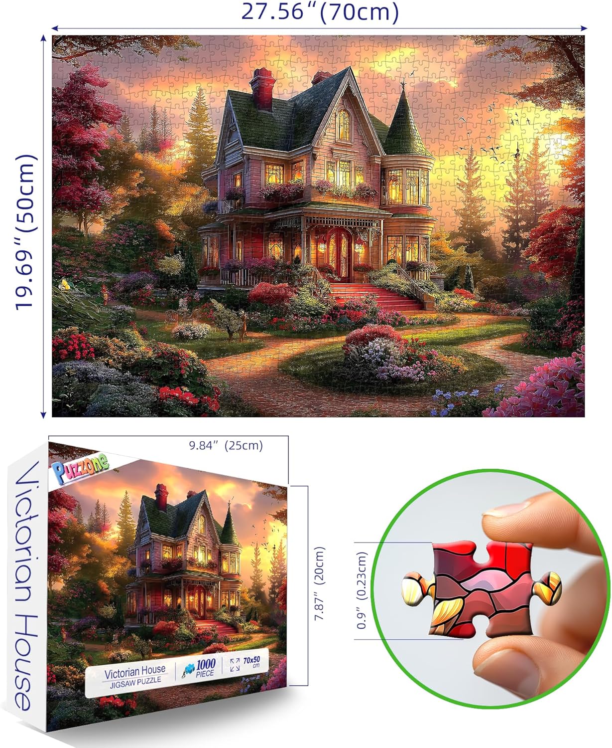 Thumbnail 1 de PuzzOne 1000-Piece Victorian House at Sunset Puzzle