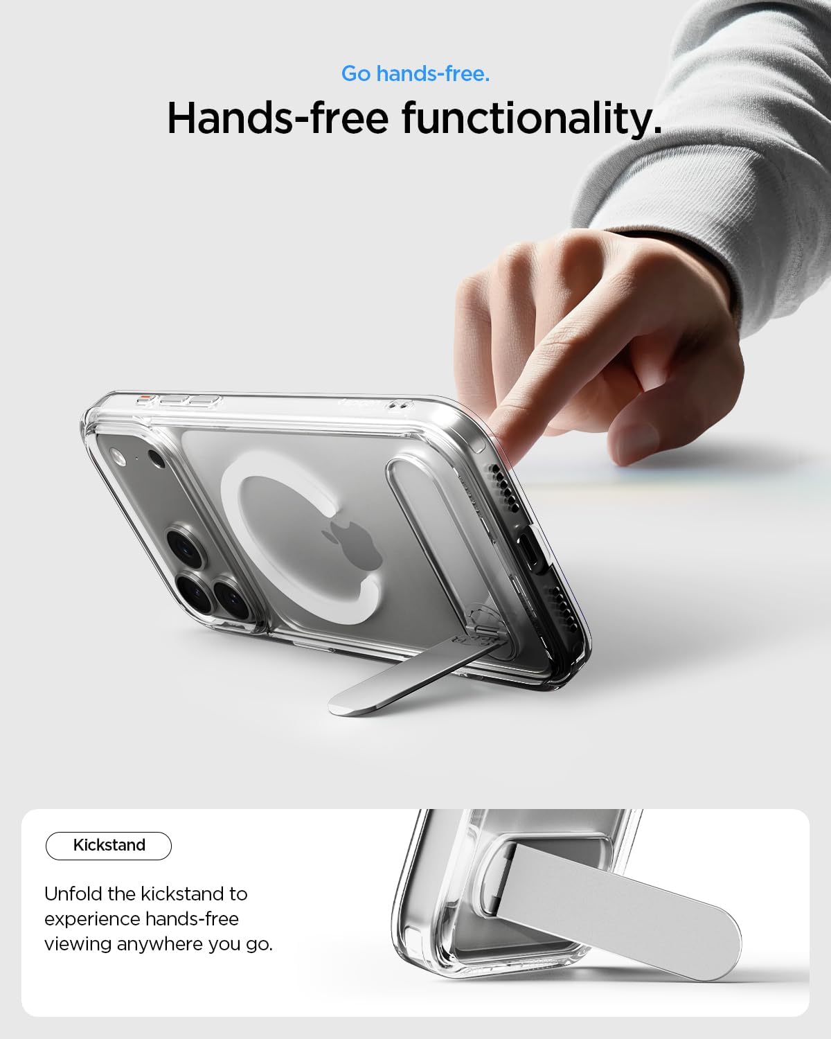 Thumbnail 2 de Spigen Ultra Hybrid S MagFit pour iPhone 17 Pro Max (2025) avec support 360° et DuraClear – coque blanche