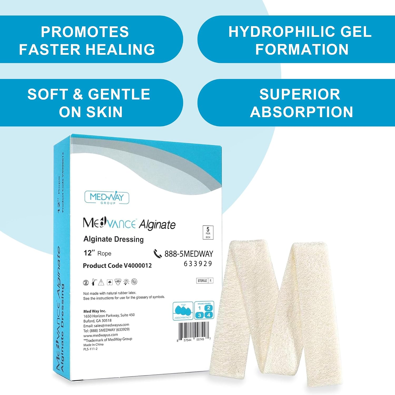 Detalle 2 de MedVance Calcium Alginate Dressing, 12-Inch Rope