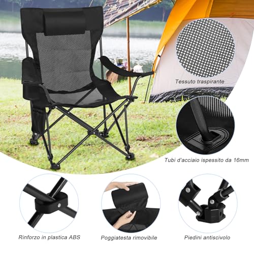 Detalle de eSituro sedia da campeggio pieghevole 2 in 1