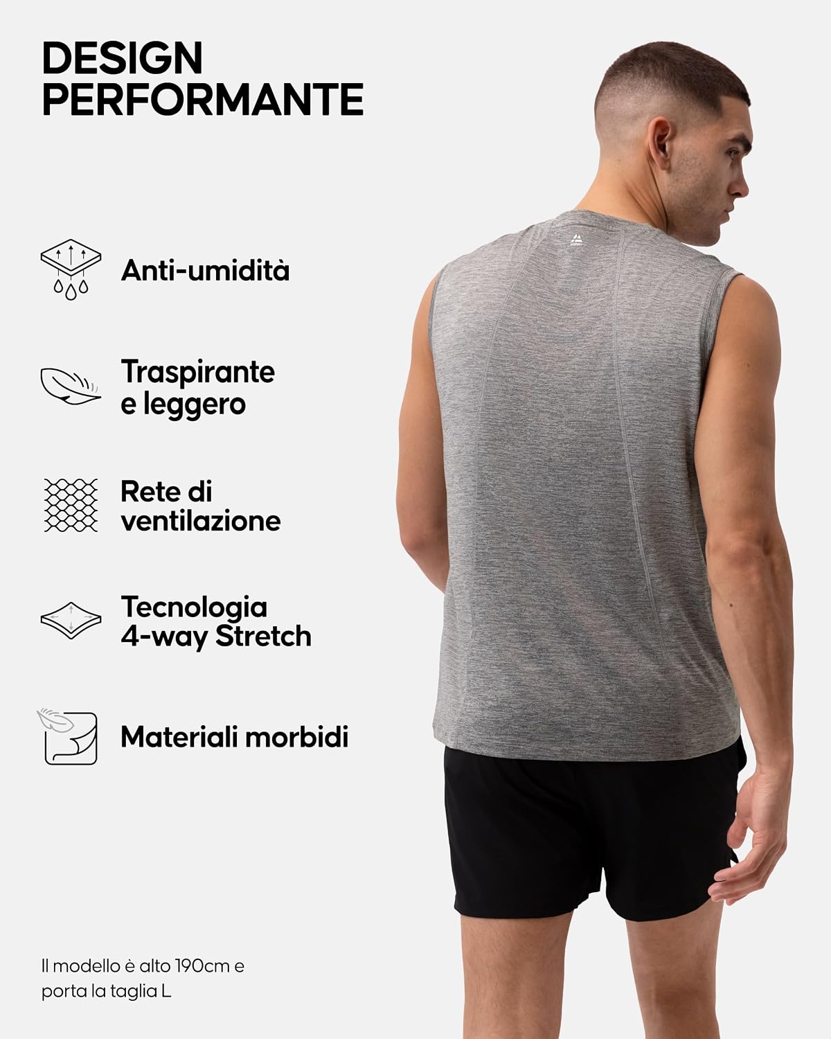 Detalle de Danish Endurance canotta fitness senza maniche 2 paia