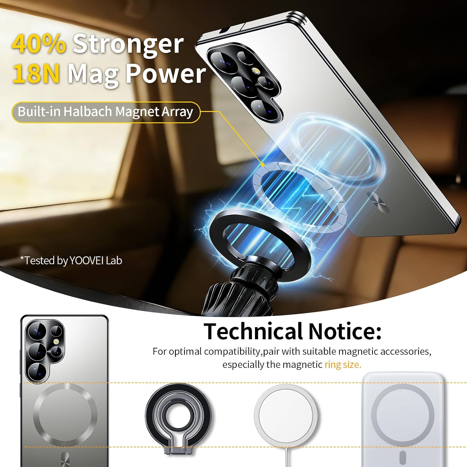 Detalle 2 de for Samsung Galaxy S26 Ultra Slim Case with MagSafe-Compatible Magnetic Ring (Silver)
