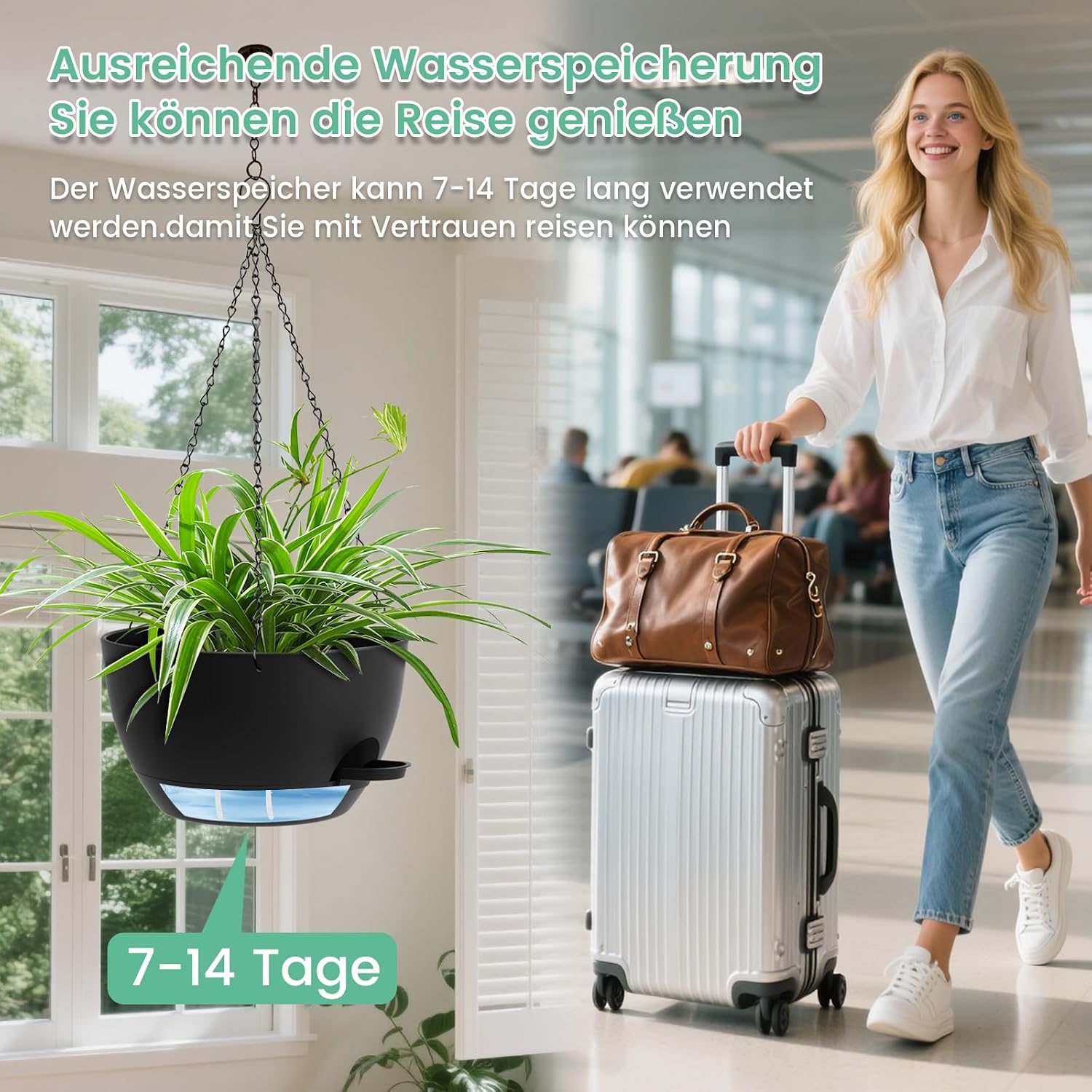 Thumbnail 5 de Homeuouz 25cm Selbstbewässernde Hängende Blumenampel 2er-Set – Pflanzpracht für Innen & Außen