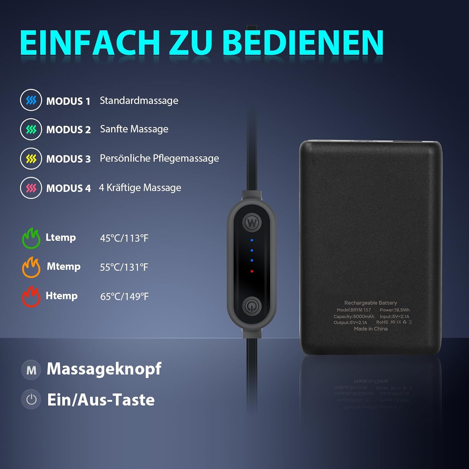 Detalle de HONGJING Beheizte Rückenmassagegerät Bandage – 3-in-1 Wärme, Massage und Stütze (XL)